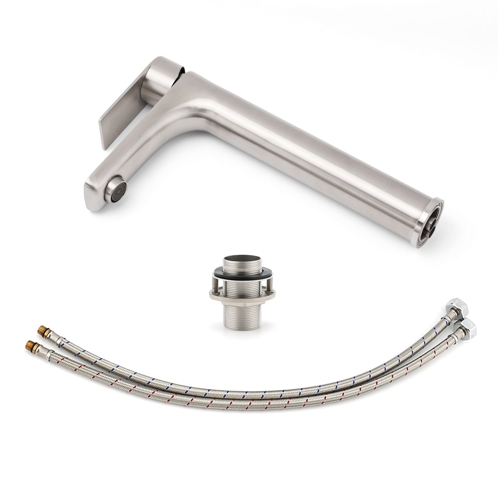 Brushed Nickel Rounded Edge Tall Basin Mixer Kitchen Vanity Faucet Tap Spout Set - Furniture > Bathroom > Shower Heads & Screens - Rivercity House & Home Co. (ABN 18 642 972 209) - Affordable Modern Furniture Australia