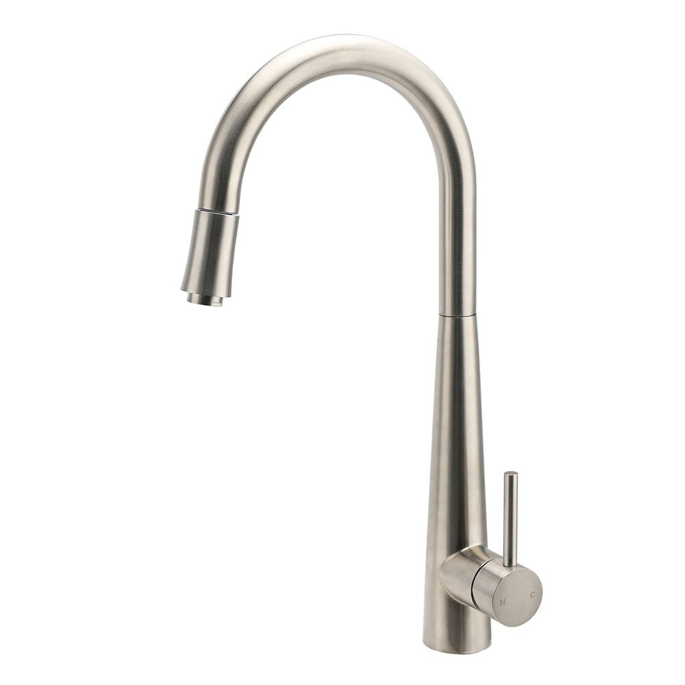 Brushed Nickel Silver Round Pull Out Kitchen Sink Tap Mixer Faucet Spout Outlet - Furniture > Bathroom > Shower Heads & Screens - Rivercity House & Home Co. (ABN 18 642 972 209) - Affordable Modern Furniture Australia