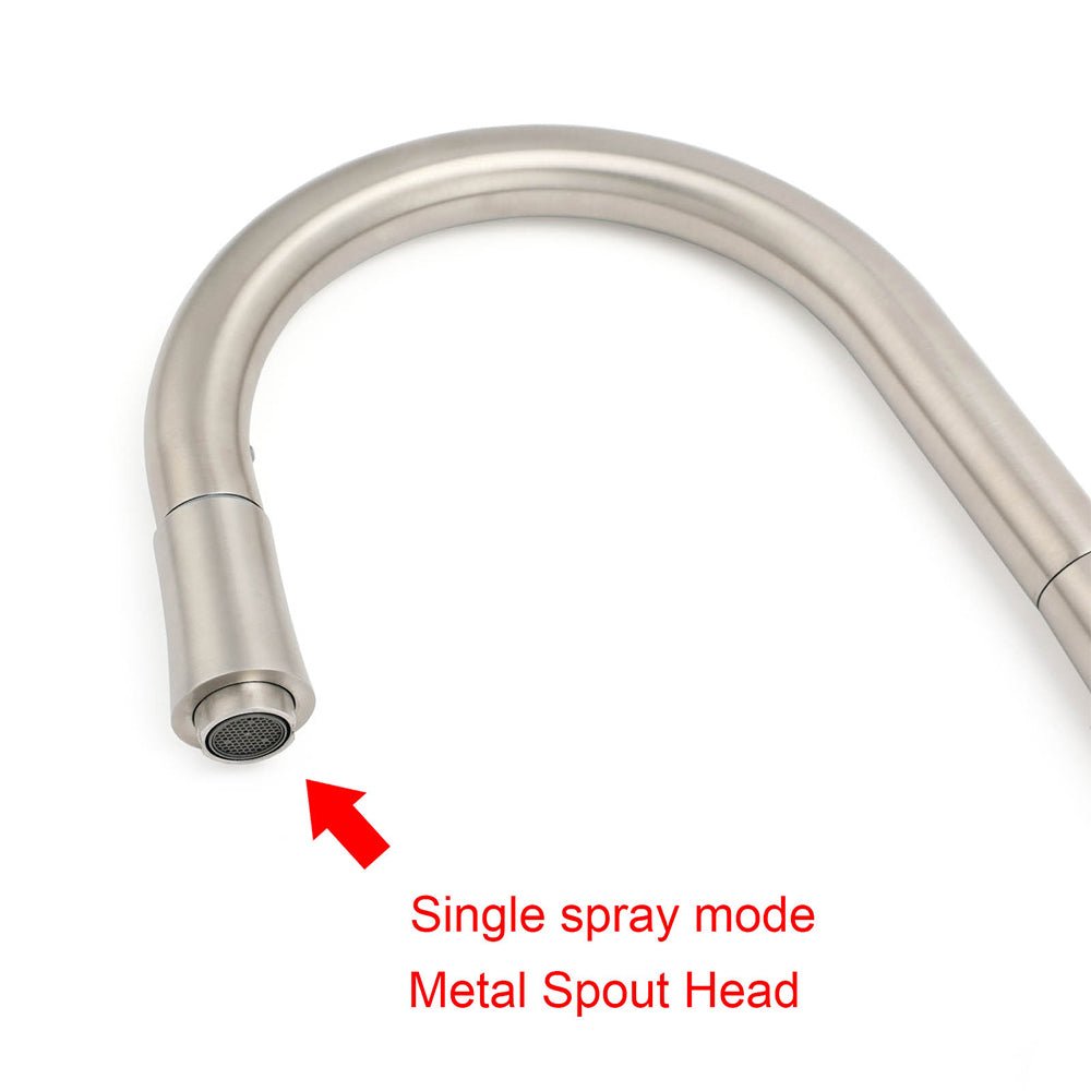 Brushed Nickel Silver Round Pull Out Kitchen Sink Tap Mixer Faucet Spout Outlet - Furniture > Bathroom > Shower Heads & Screens - Rivercity House & Home Co. (ABN 18 642 972 209) - Affordable Modern Furniture Australia