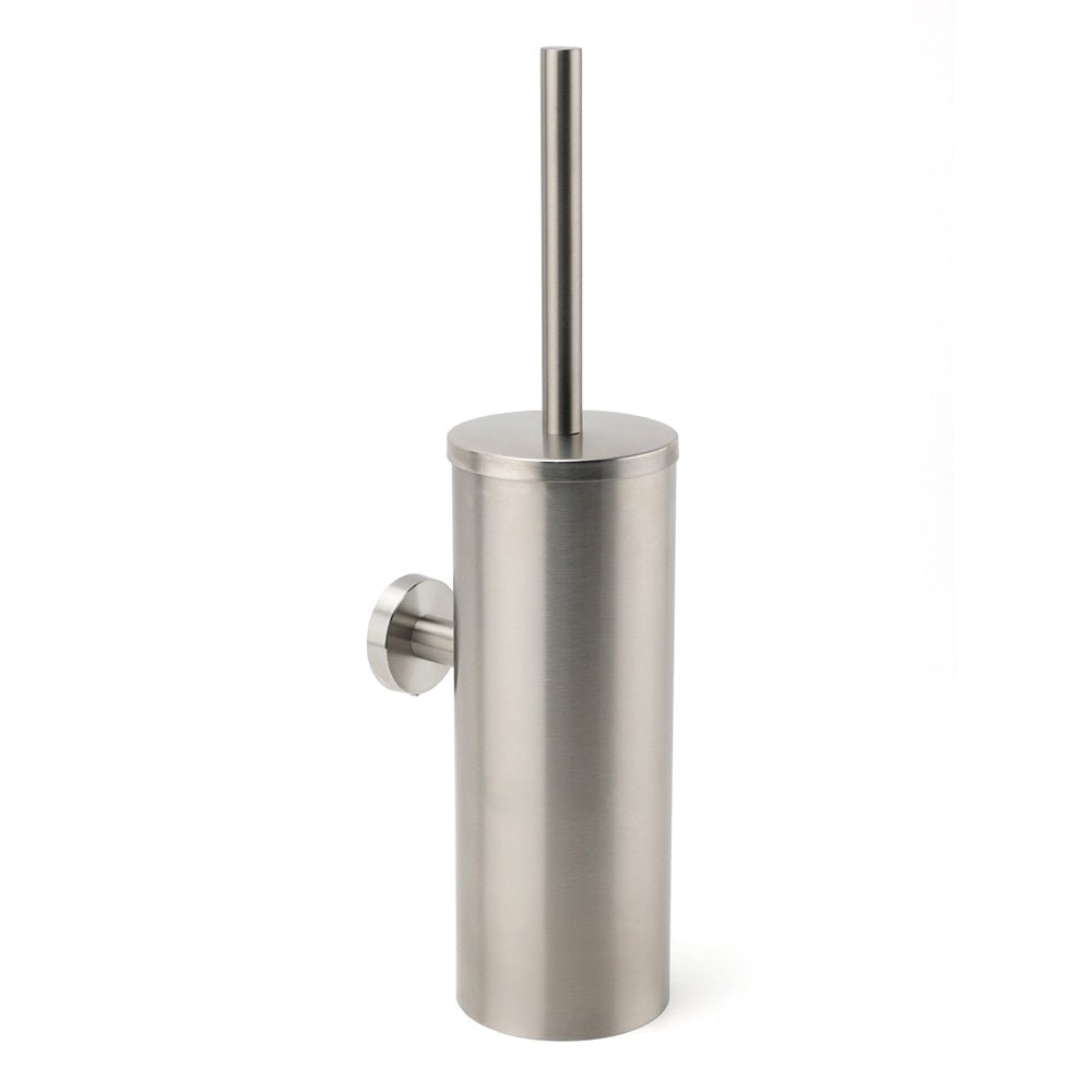Brushed Nickel Silver Round Toilet Brush Stainless Steel Wall Mounted Holder Cup - Home & Garden > Bathroom Accessories > Shower Accessories - Rivercity House & Home Co. (ABN 18 642 972 209) - Affordable Modern Furniture Australia