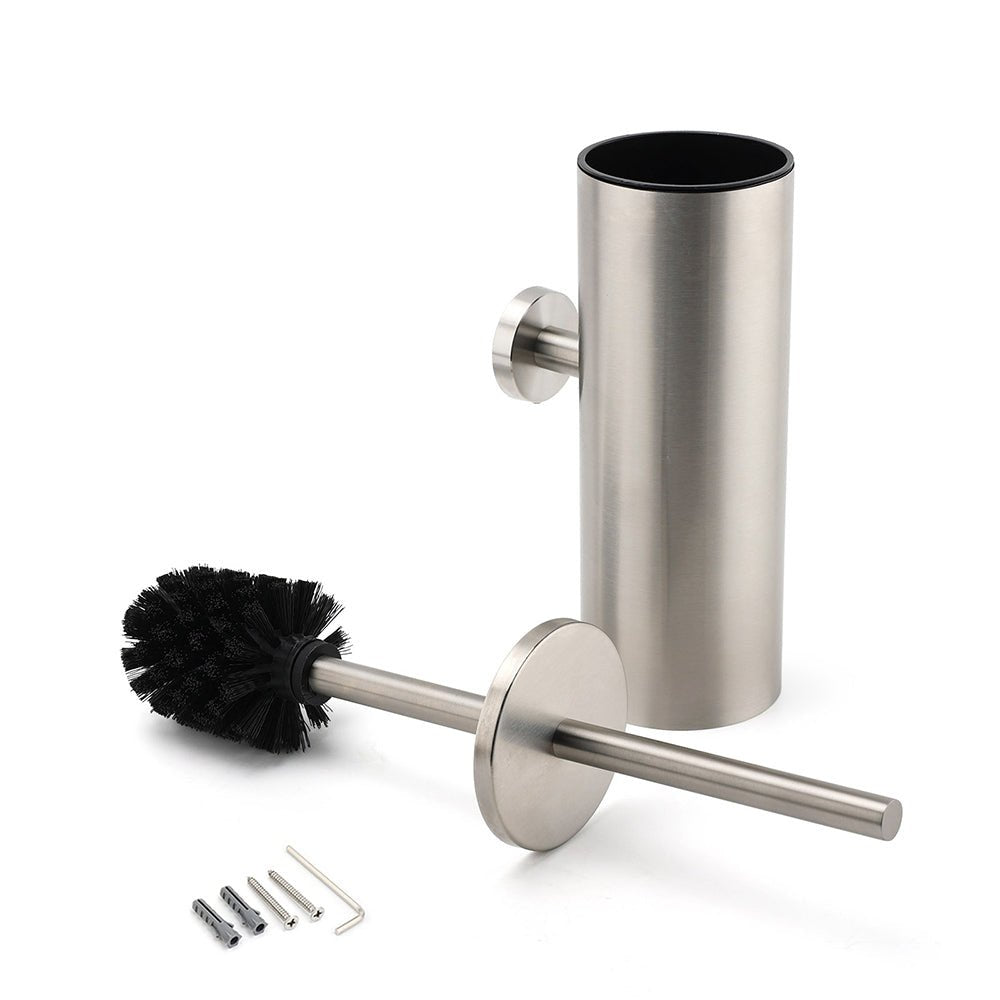 Brushed Nickel Silver Round Toilet Brush Stainless Steel Wall Mounted Holder Cup - Home & Garden > Bathroom Accessories > Shower Accessories - Rivercity House & Home Co. (ABN 18 642 972 209) - Affordable Modern Furniture Australia