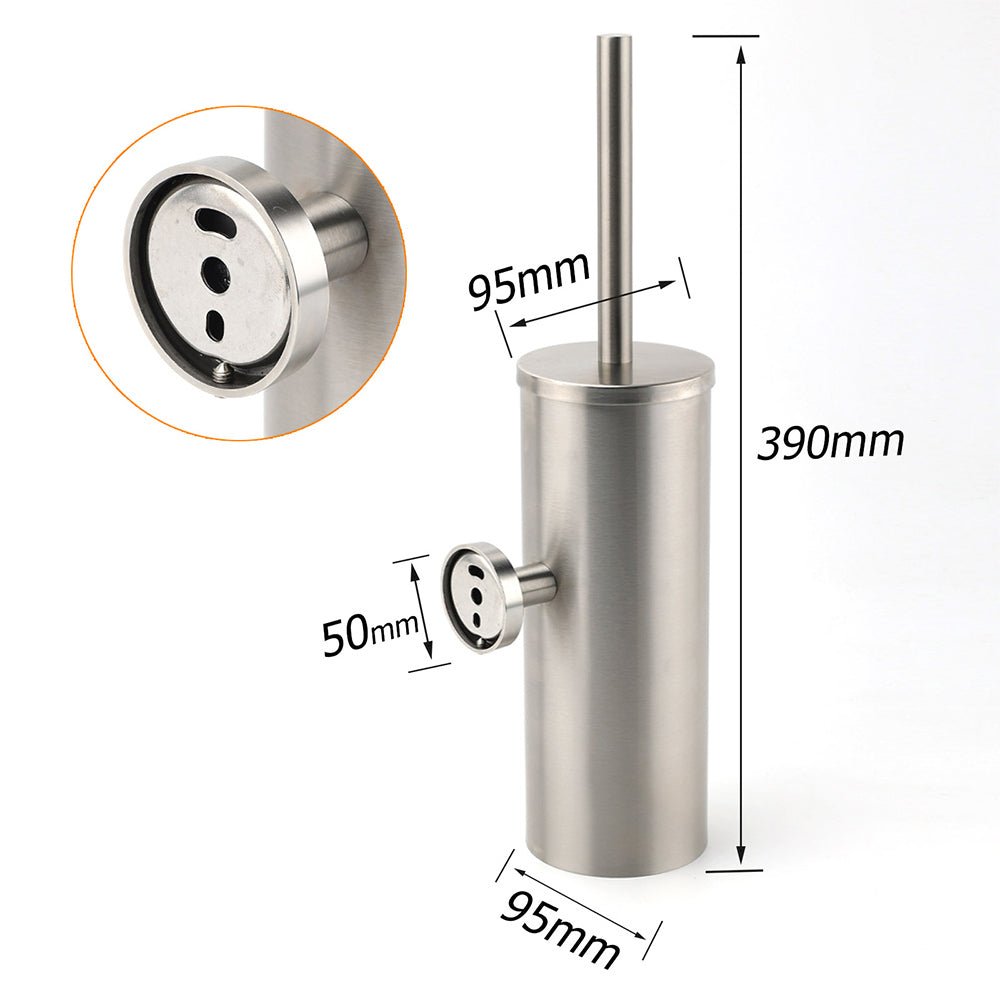 Brushed Nickel Silver Round Toilet Brush Stainless Steel Wall Mounted Holder Cup - Home & Garden > Bathroom Accessories > Shower Accessories - Rivercity House & Home Co. (ABN 18 642 972 209) - Affordable Modern Furniture Australia