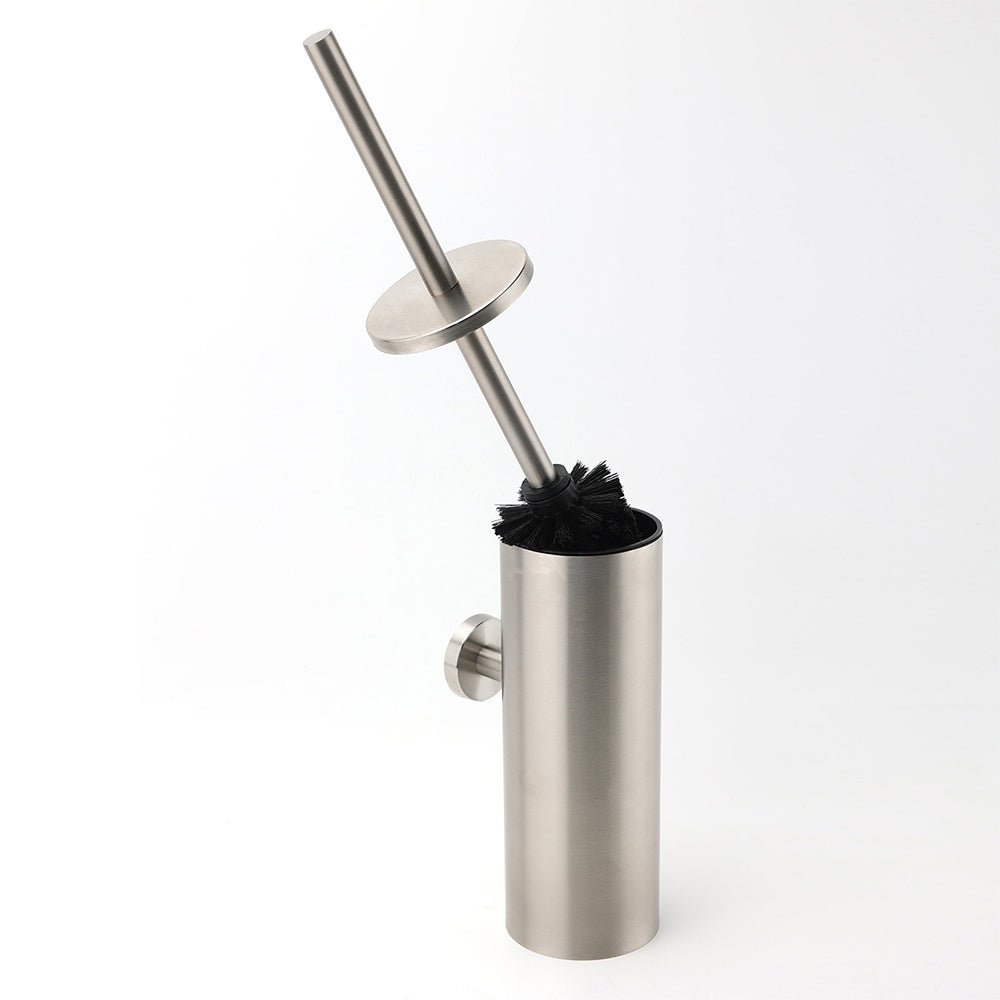 Brushed Nickel Silver Round Toilet Brush Stainless Steel Wall Mounted Holder Cup - Home & Garden > Bathroom Accessories > Shower Accessories - Rivercity House & Home Co. (ABN 18 642 972 209) - Affordable Modern Furniture Australia