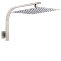 12" Square Rain Shower Head & Brass Gooseneck Wall Arm Set - Brushed Nickel
