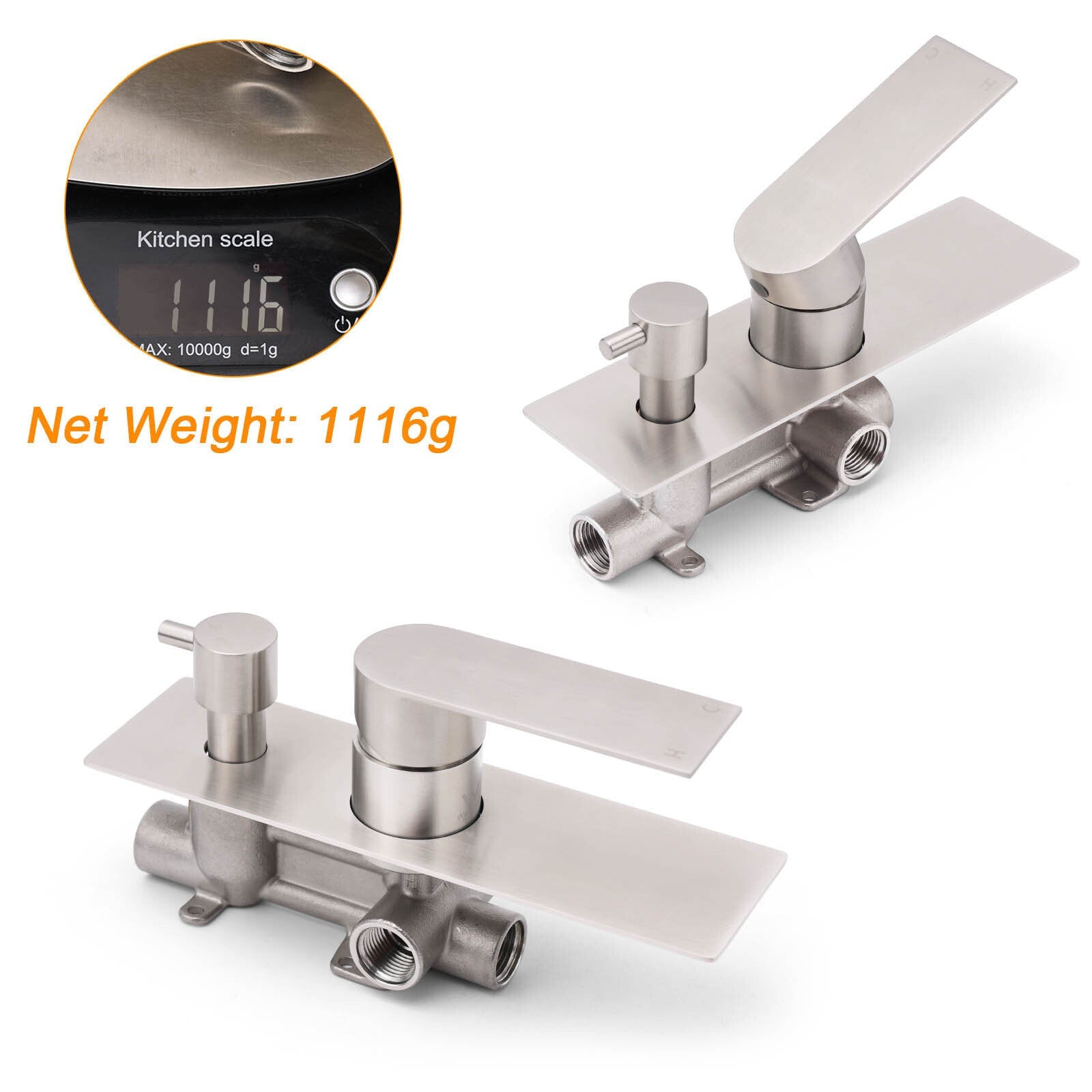 Brushed Nickel Silver Square Stylish 1/2inch Shower Mixer Diverter 2 Way Switch - Furniture > Bathroom > Shower Heads & Screens - Rivercity House & Home Co. (ABN 18 642 972 209) - Affordable Modern Furniture Australia