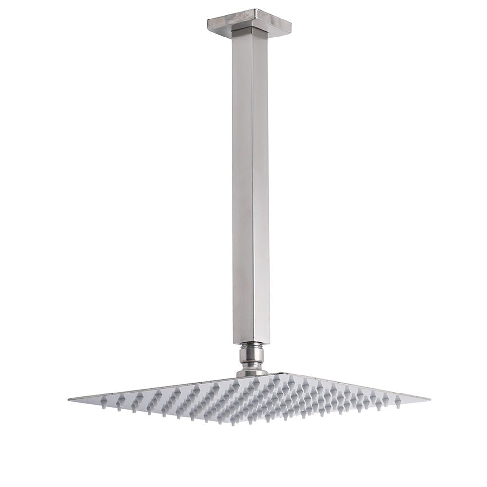 Brushed Nickel Square 10" Rain Shower Head 300mm Brass Ceiling Dropper Arm Set - Furniture > Bathroom > Shower Heads & Screens - Rivercity House & Home Co. (ABN 18 642 972 209) - Affordable Modern Furniture Australia