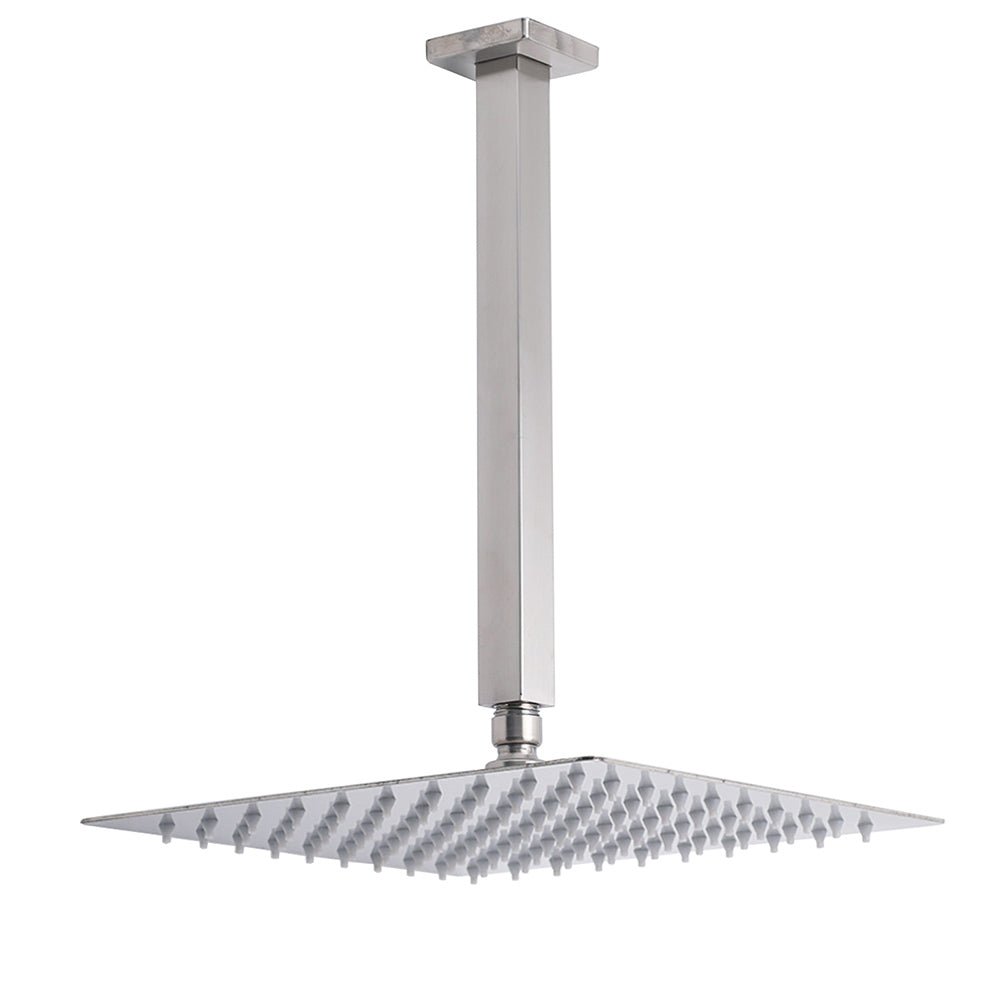 Brushed Nickel Square 12" Rain Shower Head 300mm Brass Ceiling Dropper Arm Set - Furniture > Bathroom > Shower Heads & Screens - Rivercity House & Home Co. (ABN 18 642 972 209) - Affordable Modern Furniture Australia