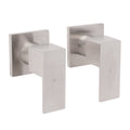 Wall Mounted Brushed Nickel Square Twin Shower Taps 1/4 Turn - Brushed Nickel