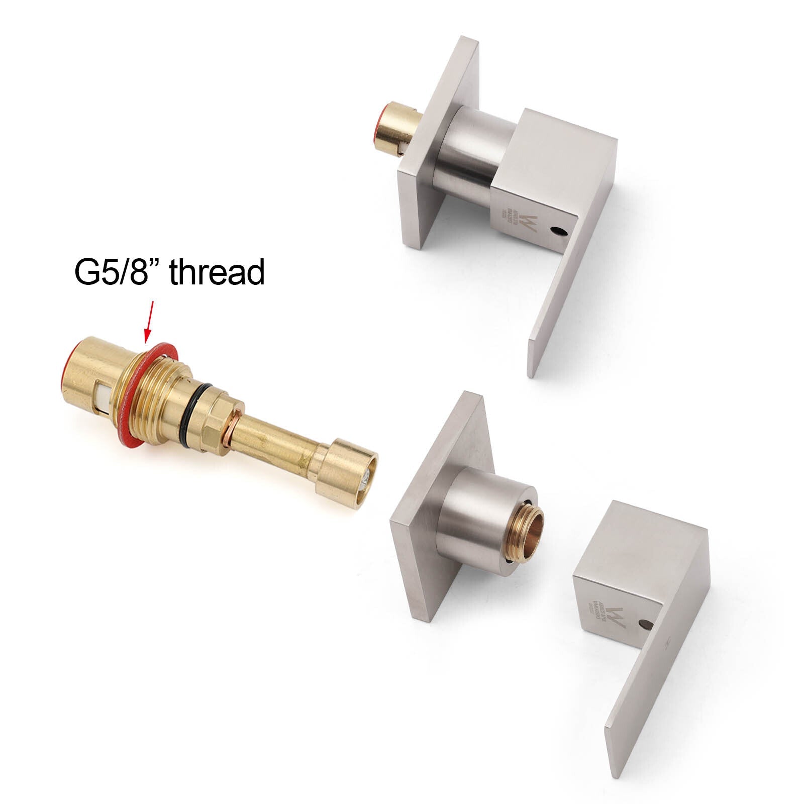 Brushed Nickel Square 1/4 Turn Wall Mounted Twin Taps For Shower Bath Spout Set - Furniture > Bathroom > Shower Heads & Screens - Rivercity House & Home Co. (ABN 18 642 972 209) - Affordable Modern Furniture Australia