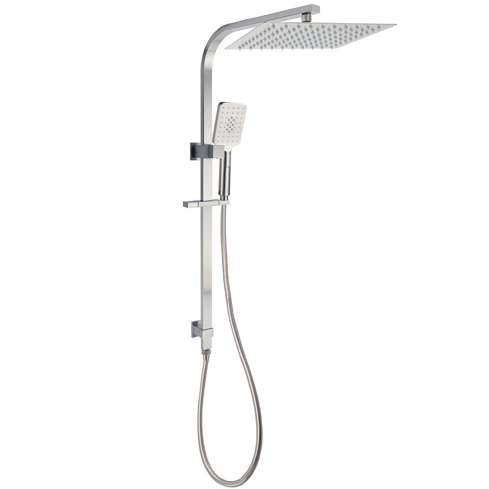 Brushed Nickel Square 2in1 Shower Set Large 12" Rain Head 3 Modes Handheld Silding Rail Arm - Furniture > Bathroom > Shower Heads & Screens - Rivercity House & Home Co. (ABN 18 642 972 209) - Affordable Modern Furniture Australia