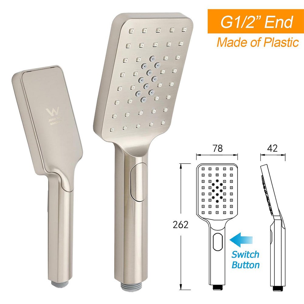 Brushed Nickel Square 2in1 Shower Set Large 12" Rain Head 3 Modes Handheld Silding Rail Arm - Furniture > Bathroom > Shower Heads & Screens - Rivercity House & Home Co. (ABN 18 642 972 209) - Affordable Modern Furniture Australia
