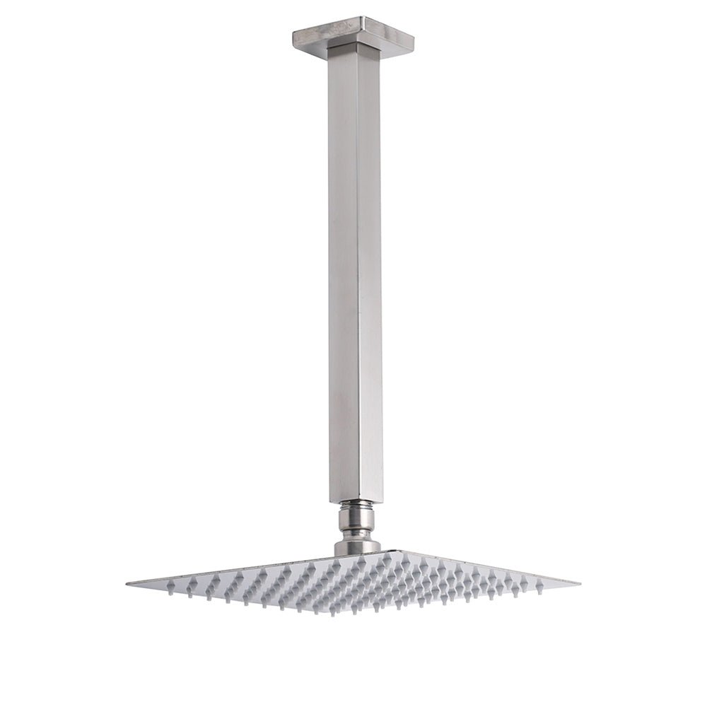 Brushed Nickel Square 8" Rain Shower Head 300mm Brass Ceiling Dropper Arm Set - Furniture > Bathroom > Shower Heads & Screens - Rivercity House & Home Co. (ABN 18 642 972 209) - Affordable Modern Furniture Australia