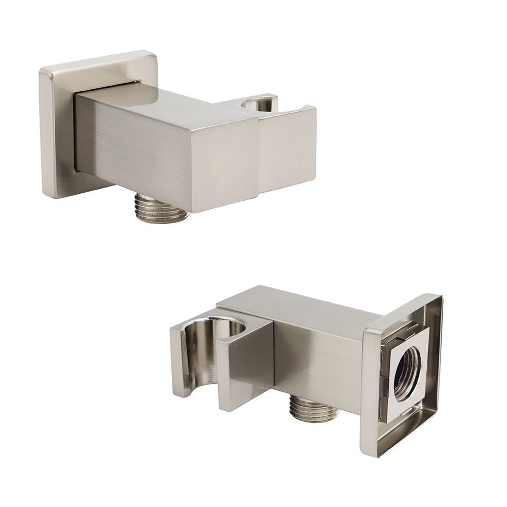 Brushed Nickel Square Bracket Flexible Shower Head Holder Wall Connector 1/2" End Thread - Furniture > Bathroom > Shower Heads & Screens - Rivercity House & Home Co. (ABN 18 642 972 209) - Affordable Modern Furniture Australia