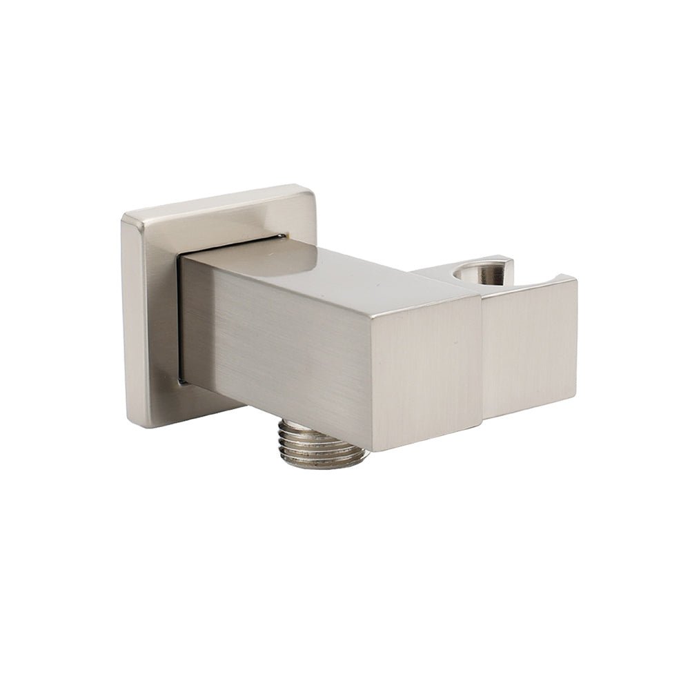 Brushed Nickel Square Bracket Flexible Shower Head Holder Wall Connector 1/2" End Thread - Furniture > Bathroom > Shower Heads & Screens - Rivercity House & Home Co. (ABN 18 642 972 209) - Affordable Modern Furniture Australia
