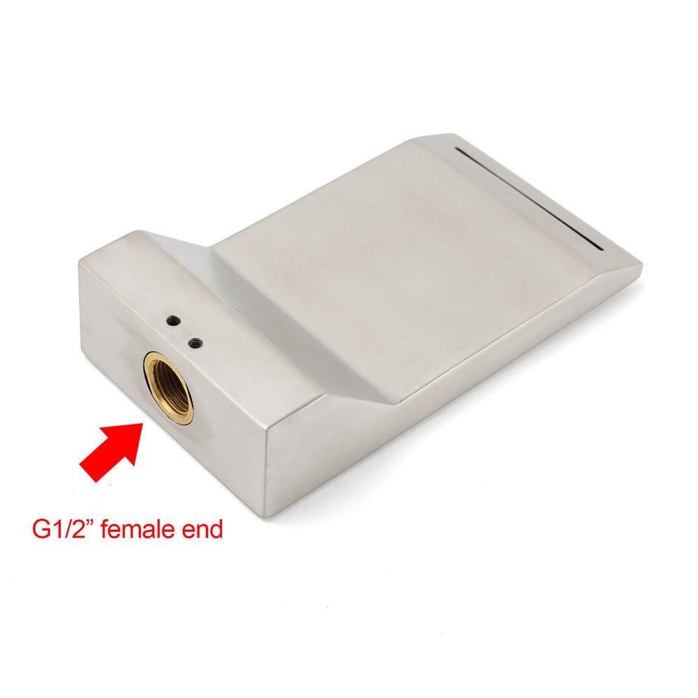 Brushed Nickel Square Cubic Shower Bathtub Waterfall Outlet Wall Mounted Spout - Furniture > Bathroom > Shower Heads & Screens - Rivercity House & Home Co. (ABN 18 642 972 209) - Affordable Modern Furniture Australia