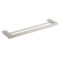 Square Double Towel Rail Rack 600mm with Mounting Accessories - Brushed Nickel