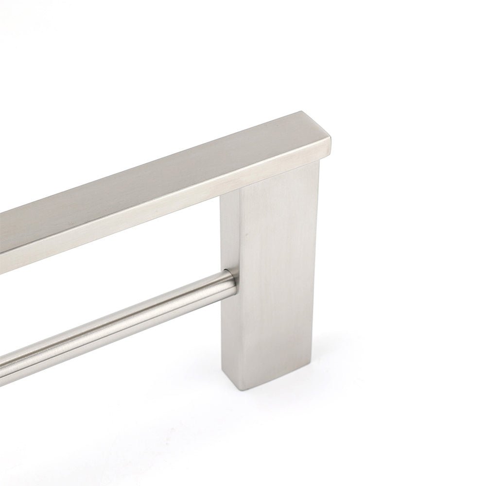 Brushed Nickel Square Towel Rail Rack 600mm Double Hanger Holder Bar Bathroom - Home & Garden > Bathroom Accessories > Shower Accessories - Rivercity House & Home Co. (ABN 18 642 972 209) - Affordable Modern Furniture Australia