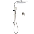 Brushed Nickel 12" Square Twin Shower Set with 3-Mode Handheld & Sliding Rail - Brushed Nickel