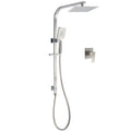 Square Twin Shower Set 8" Rain Head 3-Mode Handheld Sliding Rail Mixer - Brushed Nickel