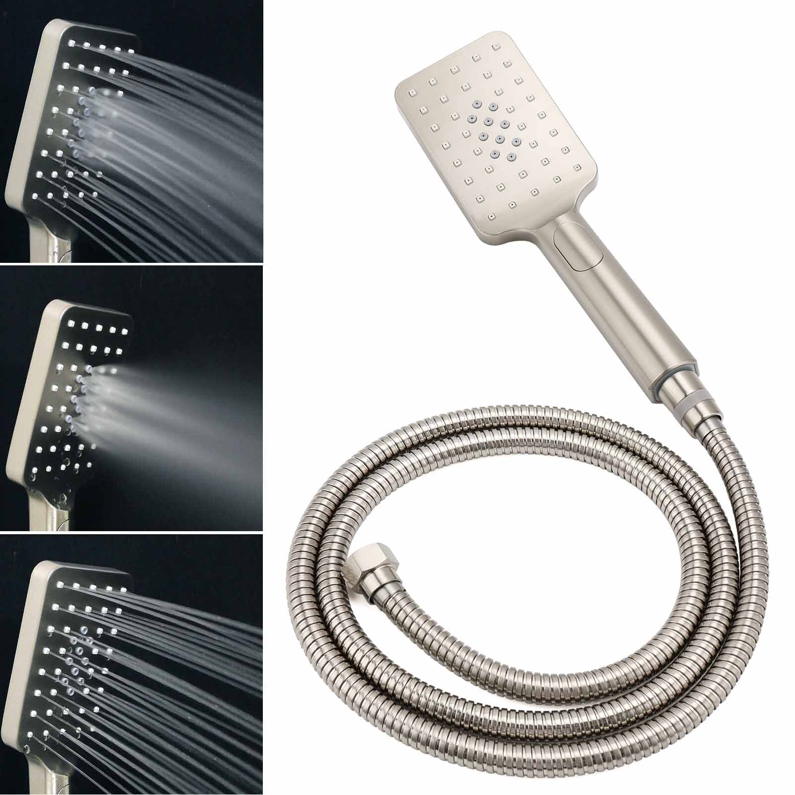 Brushed Nickel Square Twin Shower Set 8" Rain Head 3 Modes Handheld Silding Rail Mixer - Furniture > Bathroom > Shower Heads & Screens - Rivercity House & Home Co. (ABN 18 642 972 209) - Affordable Modern Furniture Australia