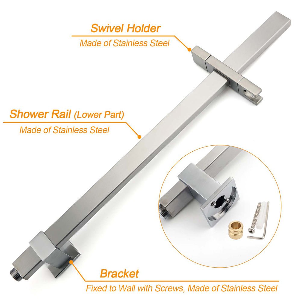 Brushed Nickel Square Twin Shower Set 8" Rain Head 3 Modes Handheld Silding Rail Mixer - Furniture > Bathroom > Shower Heads & Screens - Rivercity House & Home Co. (ABN 18 642 972 209) - Affordable Modern Furniture Australia