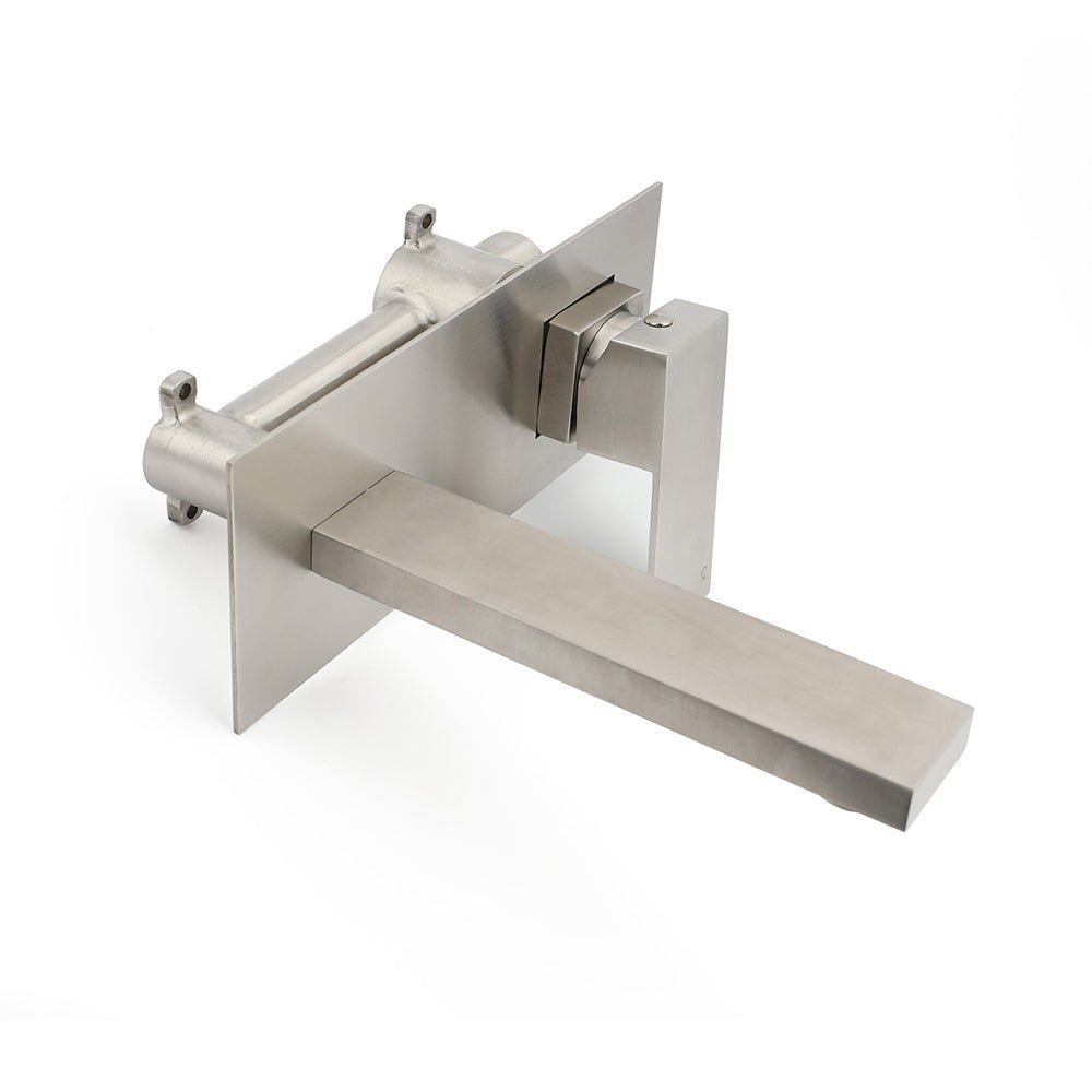 Brushed Nickel Square Wall Mount Basin Mixer Laundry Vanity Tap Spout Faucet Set - Furniture > Bathroom > Shower Heads & Screens - Rivercity House & Home Co. (ABN 18 642 972 209) - Affordable Modern Furniture Australia