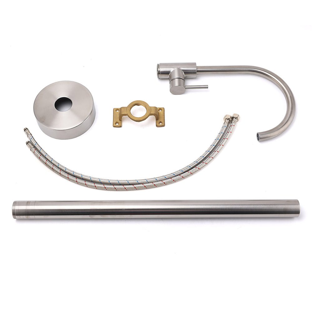 Brushed Nickel Stainless Steel Bathtub Tap Free Standing Faucet Filler Spout Set - Furniture > Bathroom > Shower Heads & Screens - Rivercity House & Home Co. (ABN 18 642 972 209) - Affordable Modern Furniture Australia