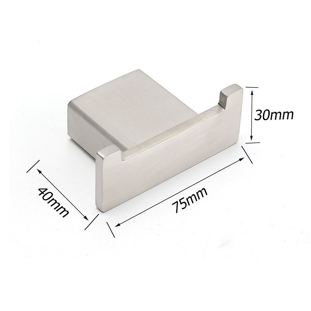 Brushed Nickel SUS Square Robe Hook Clothes Towel Holder Hanger Wall Mounted Kit - Home & Garden > Bathroom Accessories > Shower Accessories - Rivercity House & Home Co. (ABN 18 642 972 209) - Affordable Modern Furniture Australia