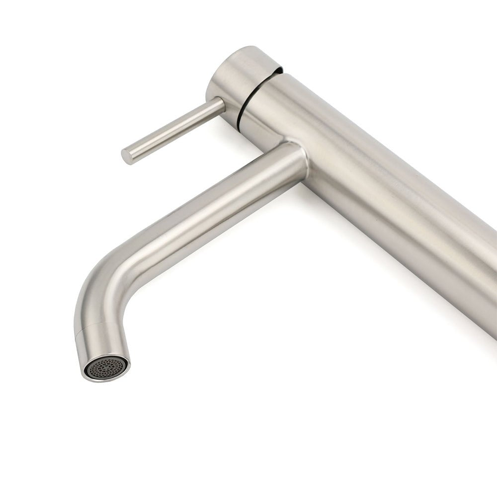 Brushed Nickel Tall Kitchen Laundry Basin Mixer Vanity Curve Sink Faucet Tap Set - Furniture > Bathroom > Shower Heads & Screens - Rivercity House & Home Co. (ABN 18 642 972 209) - Affordable Modern Furniture Australia