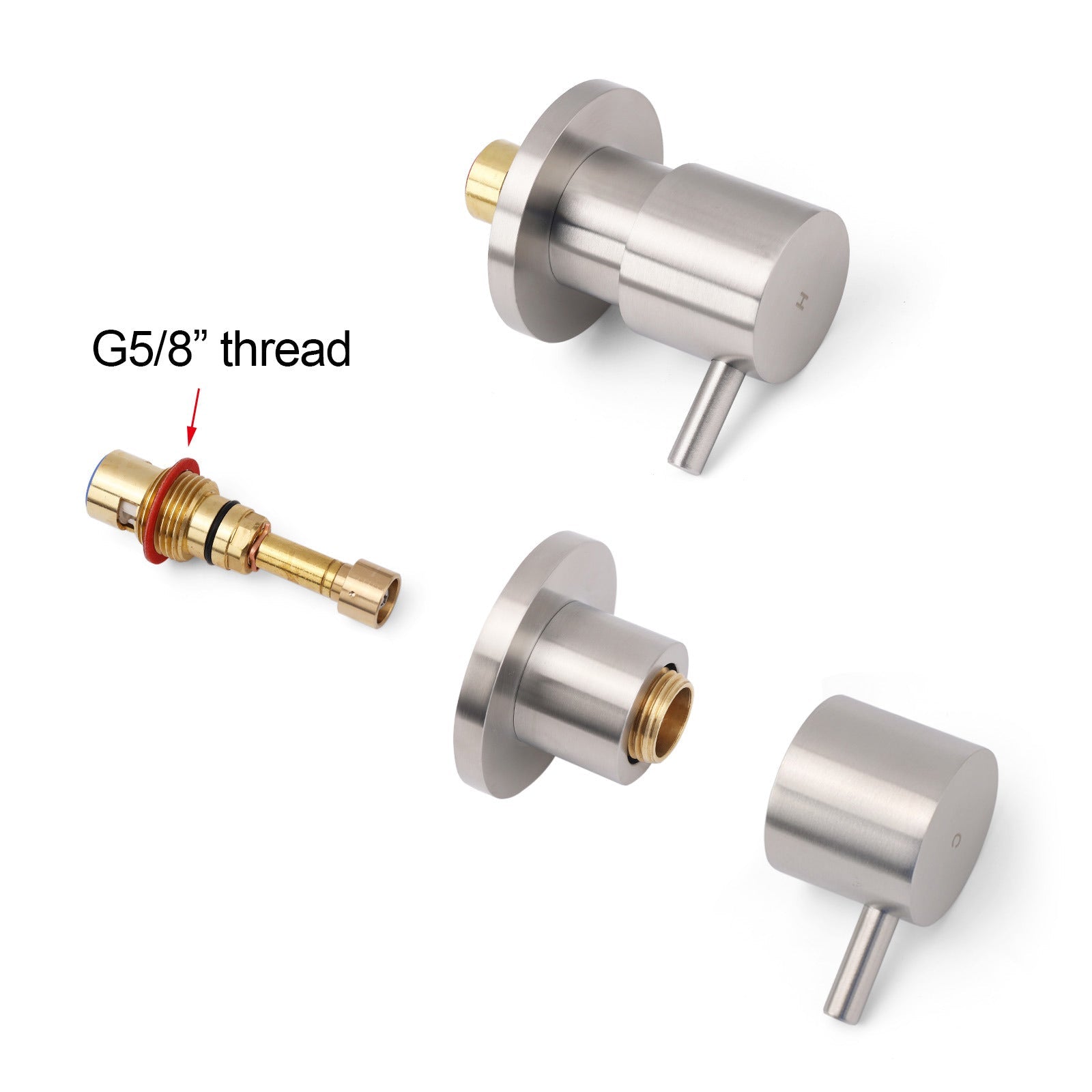 Brushed Nickel Wall Mounted 1/4 Turn Twin Shower Taps Set Hot Cold Water Valve - Furniture > Bathroom > Shower Heads & Screens - Rivercity House & Home Co. (ABN 18 642 972 209) - Affordable Modern Furniture Australia