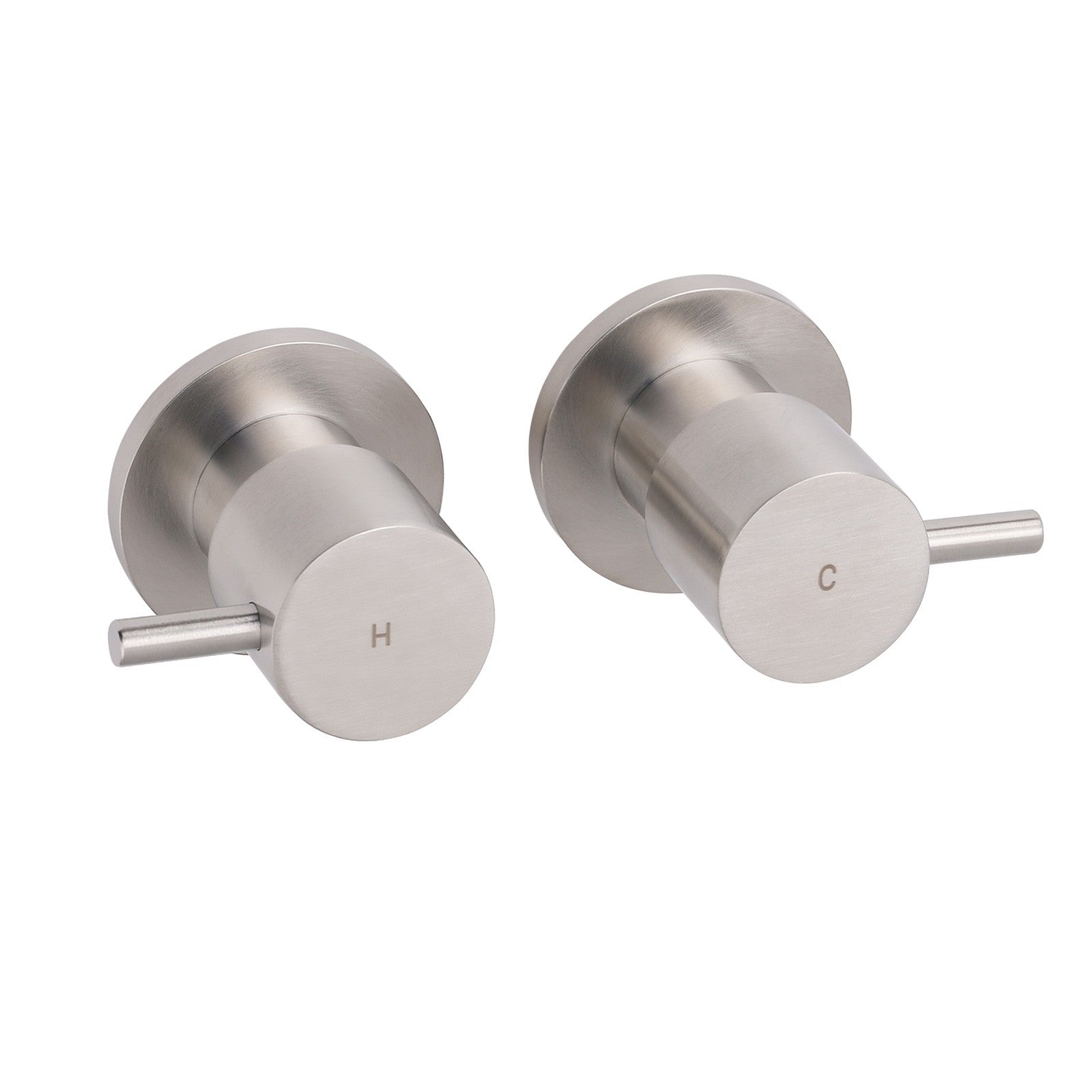 Brushed Nickel Wall Mounted 1/4 Turn Twin Shower Taps Set Hot Cold Water Valve - Furniture > Bathroom > Shower Heads & Screens - Rivercity House & Home Co. (ABN 18 642 972 209) - Affordable Modern Furniture Australia