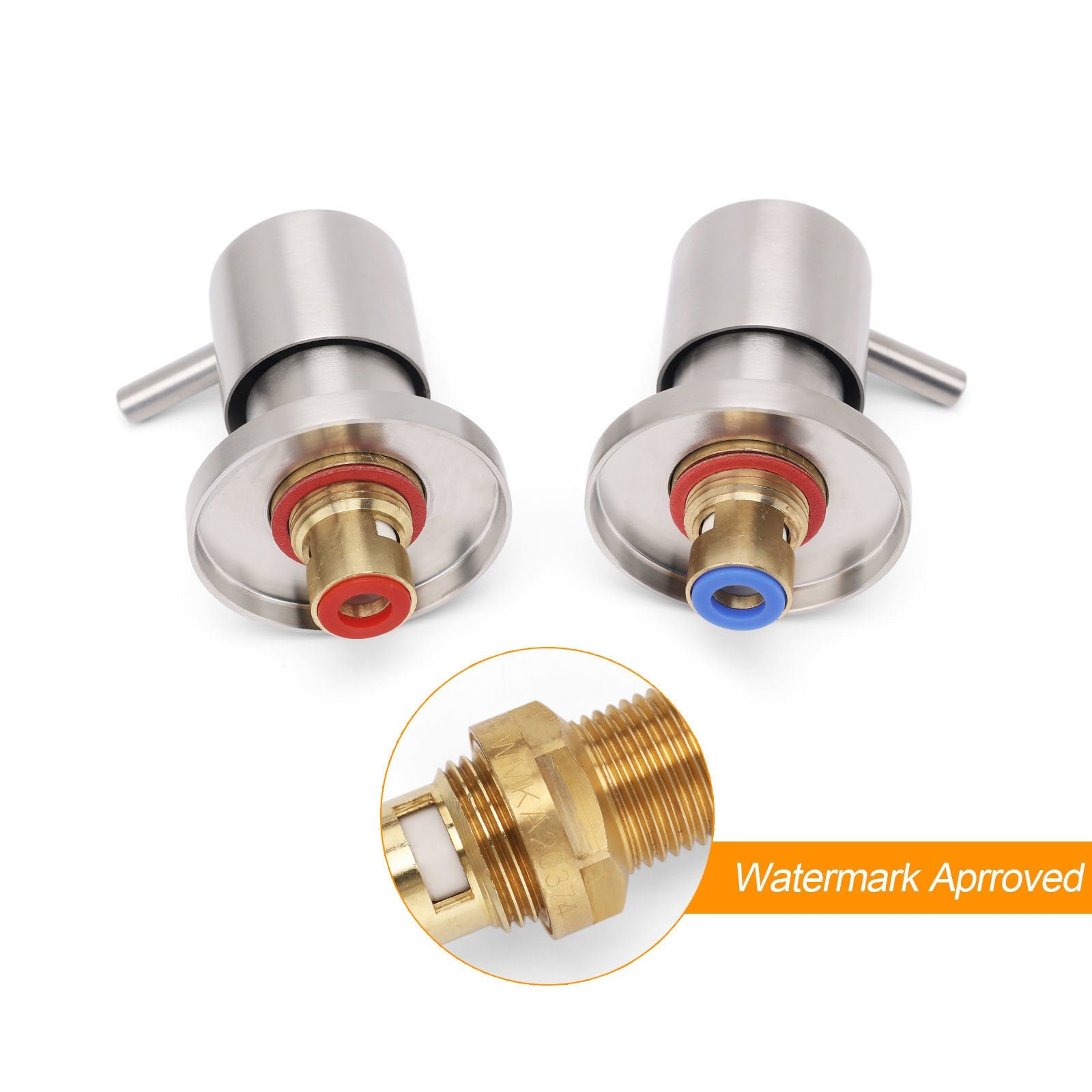 Brushed Nickel Wall Mounted 1/4 Turn Twin Shower Taps Set Hot Cold Water Valve - Furniture > Bathroom > Shower Heads & Screens - Rivercity House & Home Co. (ABN 18 642 972 209) - Affordable Modern Furniture Australia