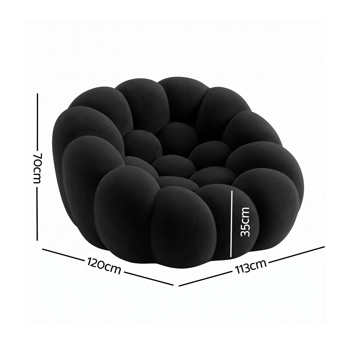 Bubble Floor Sofa Single Lounge Chair with Bubble Cushioning and Stretch Fabric Upholstery - Furniture > Sofas > Sofas & Sofa Beds - Rivercity House & Home Co. (ABN 18 642 972 209) - Affordable Modern Furniture Australia