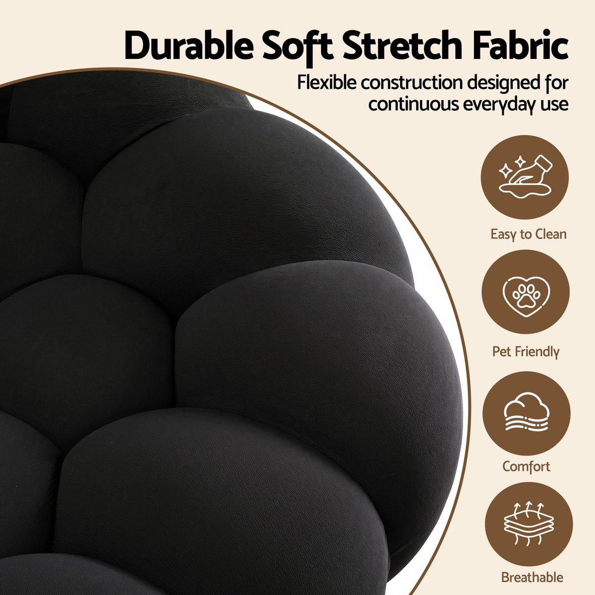 Bubble Floor Sofa Single Lounge Chair with Bubble Cushioning and Stretch Fabric Upholstery - Furniture > Sofas > Sofas & Sofa Beds - Rivercity House & Home Co. (ABN 18 642 972 209) - Affordable Modern Furniture Australia