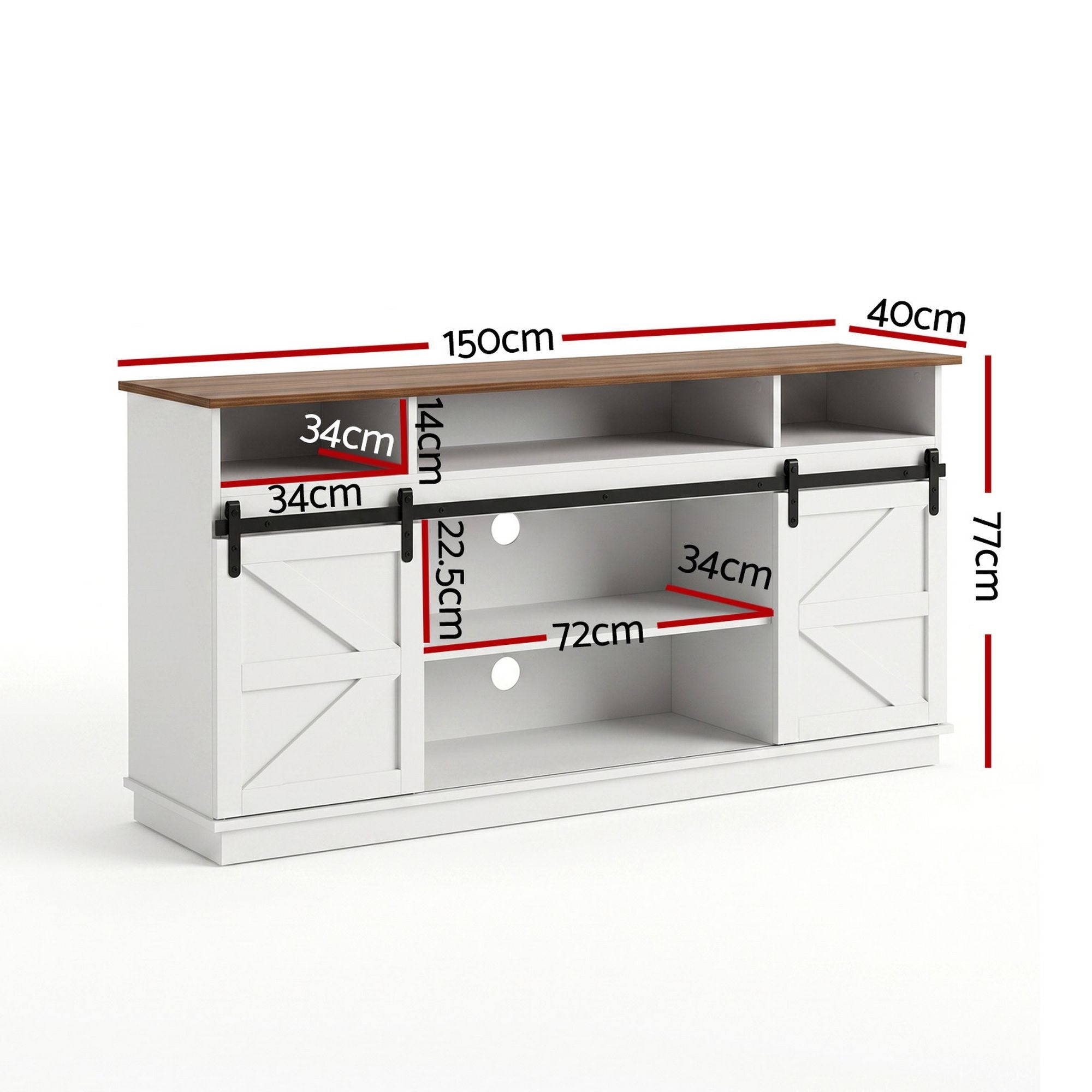 Buffet Sideboard Cabinet 150cm 3-Tier Kitchen Storage Sliding Doors White - Furniture > Bathroom > Sinks - Rivercity House & Home Co. (ABN 18 642 972 209) - Affordable Modern Furniture Australia