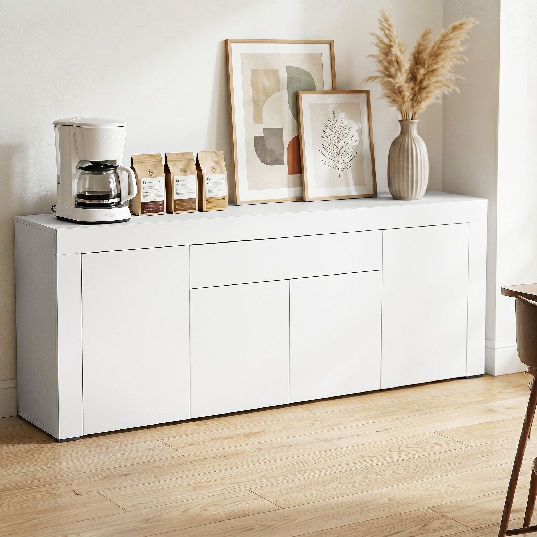 Buffet Sideboard Cabinet 180cm Cupboard Pantry Storage Drawer White DANA - Furniture > Dining > Buffets & Sideboards - Rivercity House & Home Co. (ABN 18 642 972 209) - Affordable Modern Furniture Australia