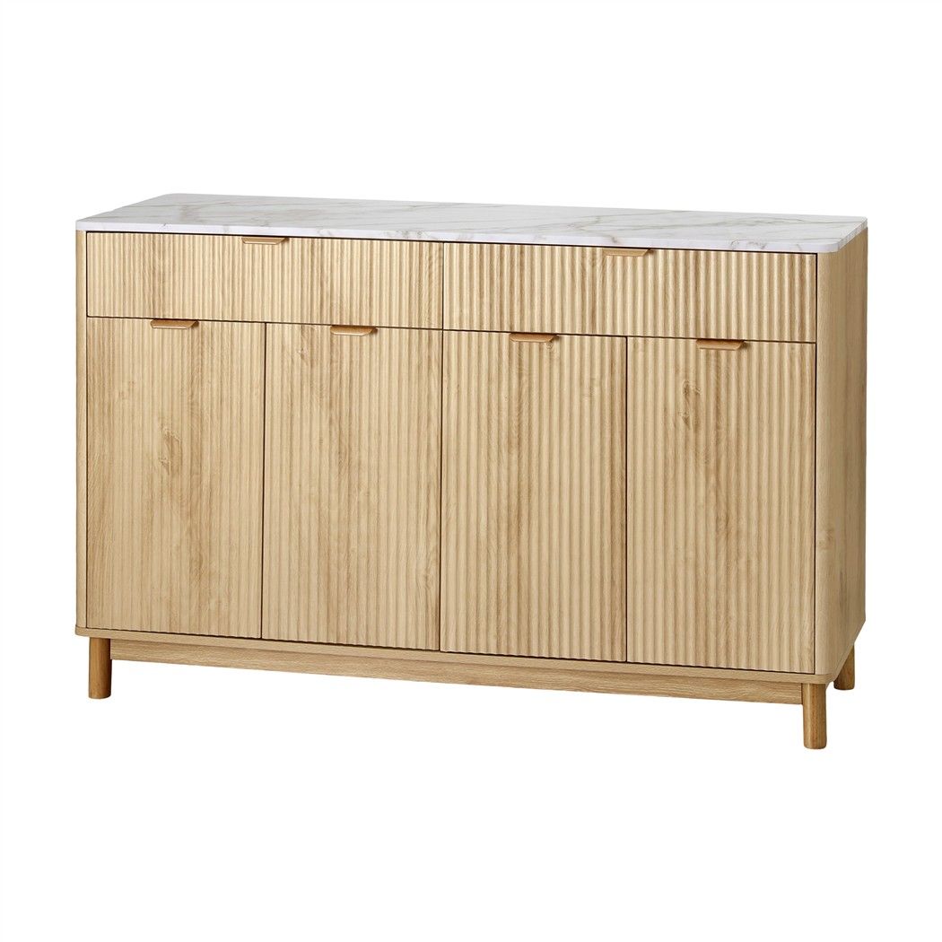 Buffet Sideboard Cabinet Kitchen Storage Cupboard Marble 2 Drawers Pine - Furniture > Bathroom > Sinks - Rivercity House & Home Co. (ABN 18 642 972 209) - Affordable Modern Furniture Australia