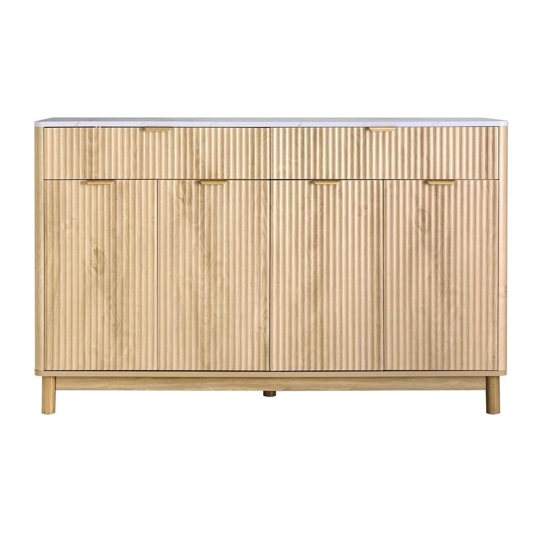 Buffet Sideboard Cabinet Kitchen Storage Cupboard Marble 2 Drawers Pine - Furniture > Bathroom > Sinks - Rivercity House & Home Co. (ABN 18 642 972 209) - Affordable Modern Furniture Australia