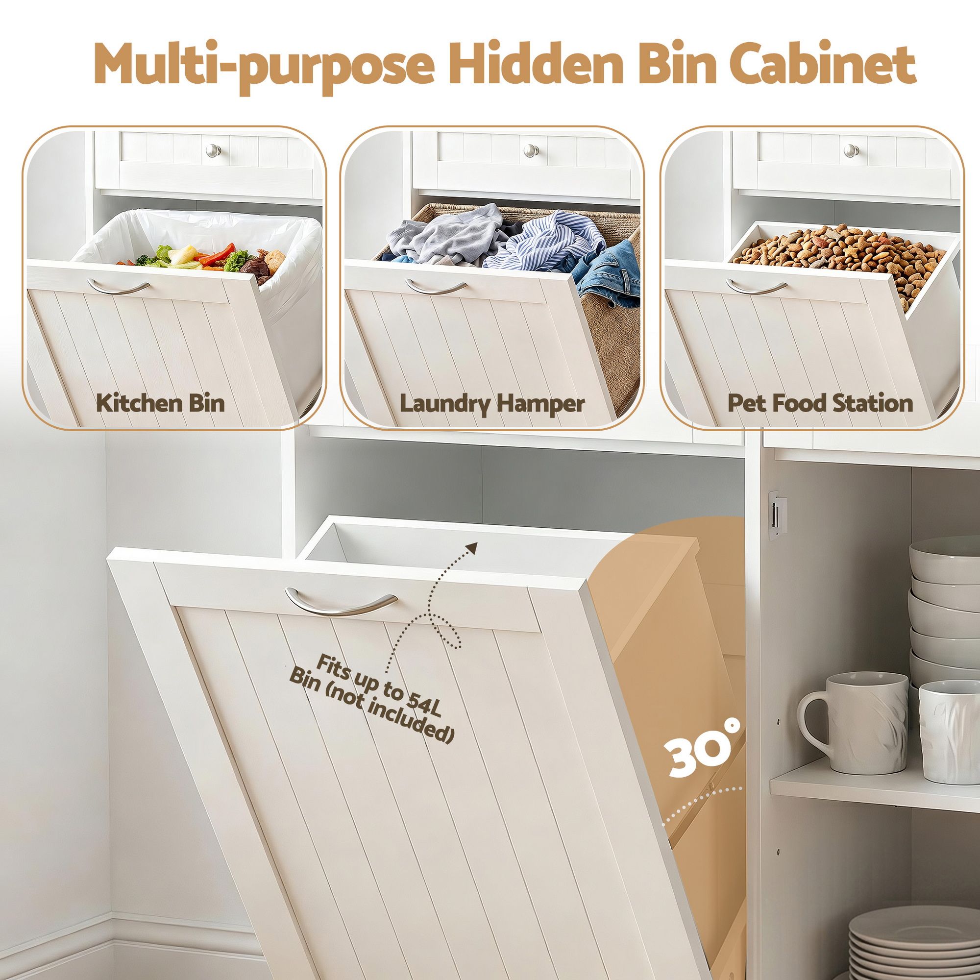 Buffet Sideboard Cabinet Kitchen Tilt Out Bin Holder Storage Cupboard - Furniture > Dining > Buffets & Sideboards - Rivercity House & Home Co. (ABN 18 642 972 209) - Affordable Modern Furniture Australia