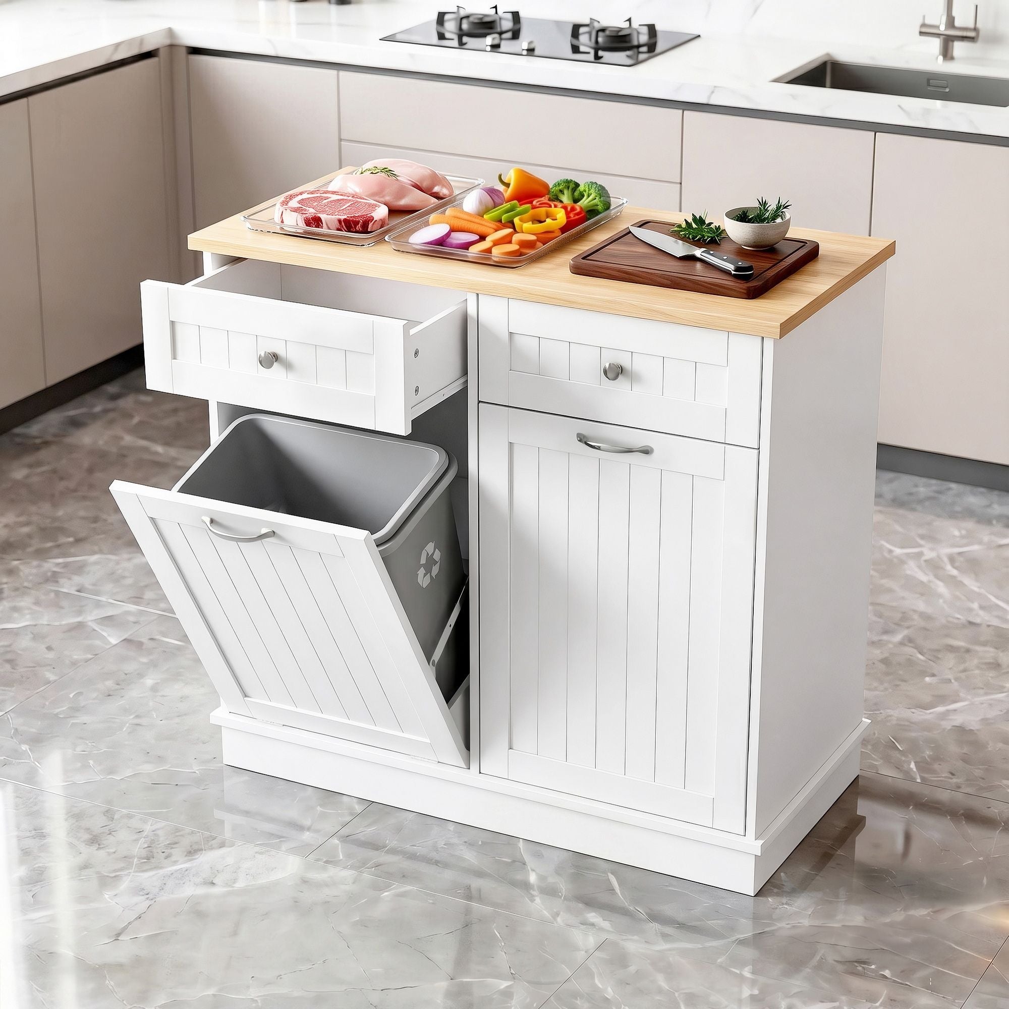 Buffet Sideboard Cabinet Kitchen Tilt Out Bin Holder Storage Cupboard - Furniture > Dining > Buffets & Sideboards - Rivercity House & Home Co. (ABN 18 642 972 209) - Affordable Modern Furniture Australia