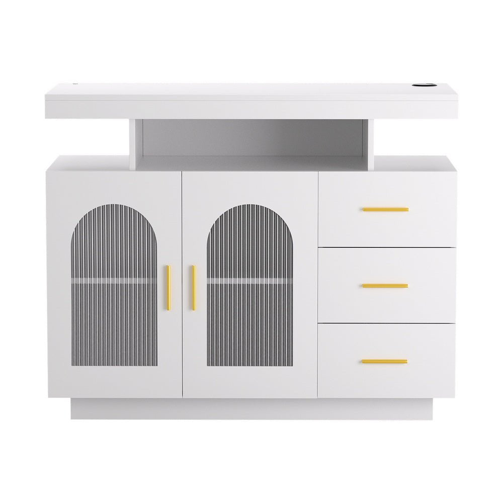 Buffet Sideboard Cabinet LED Clear Door Kitchen Storage Drawers White - Furniture > Dining > Buffets & Sideboards - Rivercity House & Home Co. (ABN 18 642 972 209) - Affordable Modern Furniture Australia