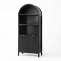 Buffet Sideboard Cabinet Pantry 180cm with Arched Storage and Bookshelf - Black