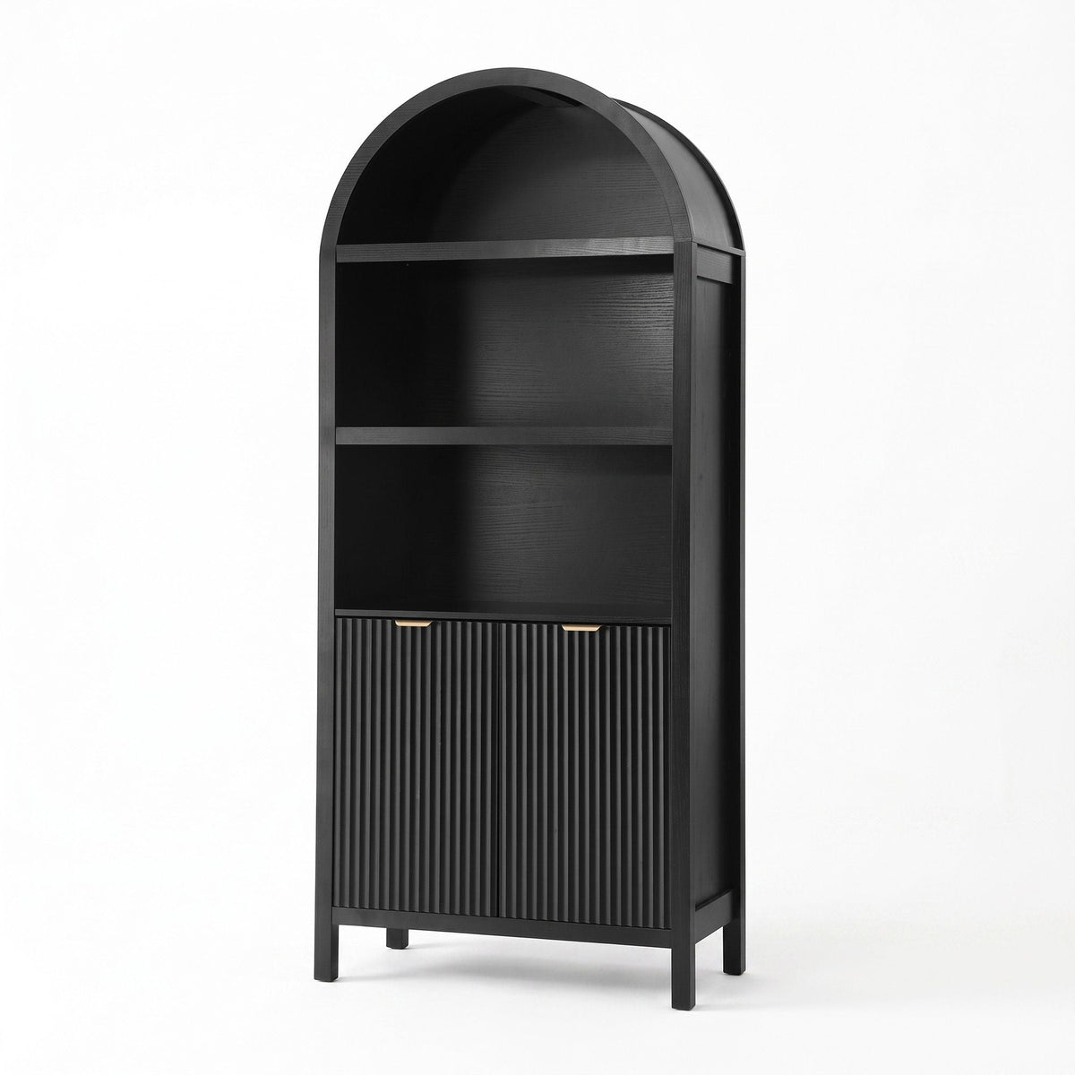 Buffet Sideboard Cabinet Pantry 180cm with Arched Storage and Bookshelf - Black - Furniture > Dining > Buffets & Sideboards - Rivercity House & Home Co. (ABN 18 642 972 209) - Affordable Modern Furniture Australia