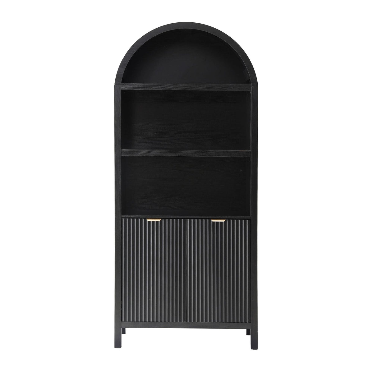 Buffet Sideboard Cabinet Pantry 180cm with Arched Storage and Bookshelf - Black - Furniture > Dining > Buffets & Sideboards - Rivercity House & Home Co. (ABN 18 642 972 209) - Affordable Modern Furniture Australia