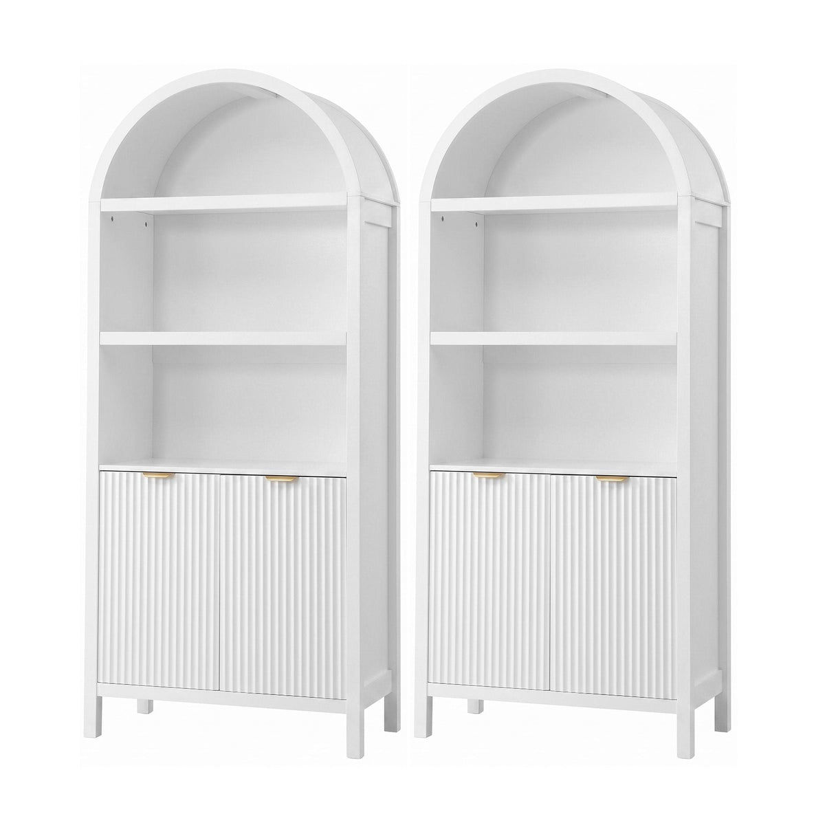 Buffet Sideboard Cabinet Pantry 180cm with Arched Storage and Bookshelf - White (Set of 2) - Furniture > Dining > Buffets & Sideboards - Rivercity House & Home Co. (ABN 18 642 972 209) - Affordable Modern Furniture Australia