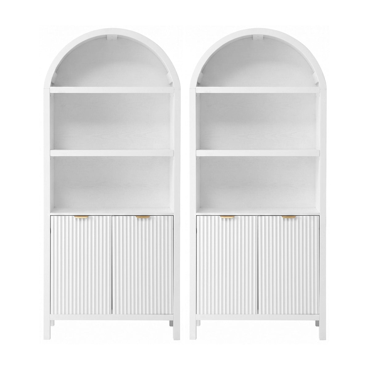 Buffet Sideboard Cabinet Pantry 180cm with Arched Storage and Bookshelf - White (Set of 2) - Furniture > Dining > Buffets & Sideboards - Rivercity House & Home Co. (ABN 18 642 972 209) - Affordable Modern Furniture Australia