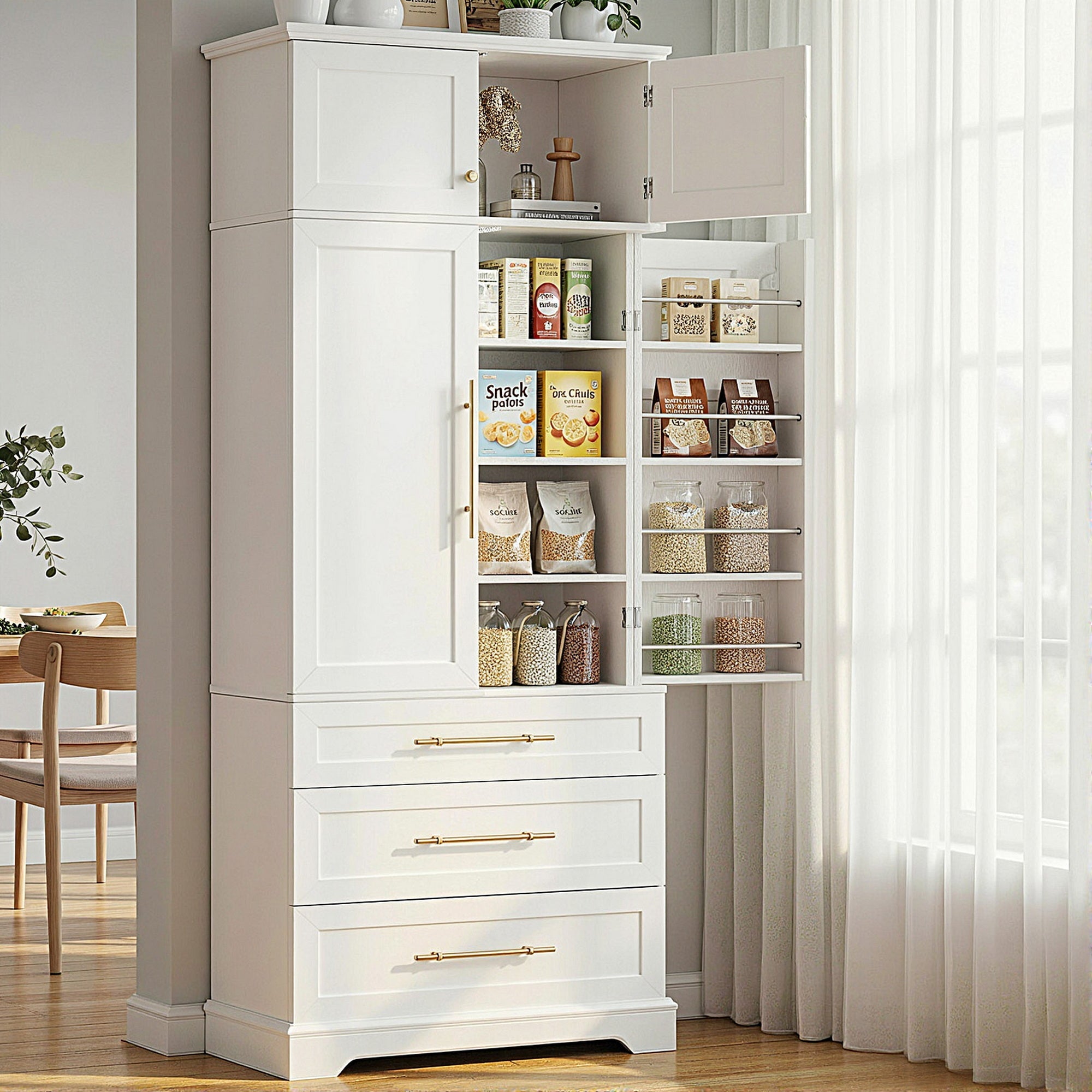 Buffet Sideboard Cabinet Pantry Kitchen Storage Cupboard Drawers Doors - Furniture > Dining > Buffets & Sideboards - Rivercity House & Home Co. (ABN 18 642 972 209) - Affordable Modern Furniture Australia