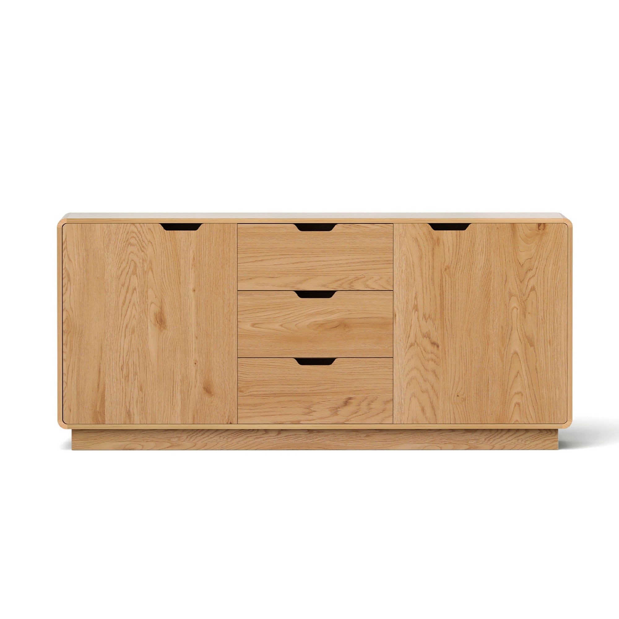 Buffet Sideboard Cabinet with Drawers and Round Edges - Oak - Furniture > Dining > Buffets & Sideboards - Rivercity House & Home Co. (ABN 18 642 972 209) - Affordable Modern Furniture Australia