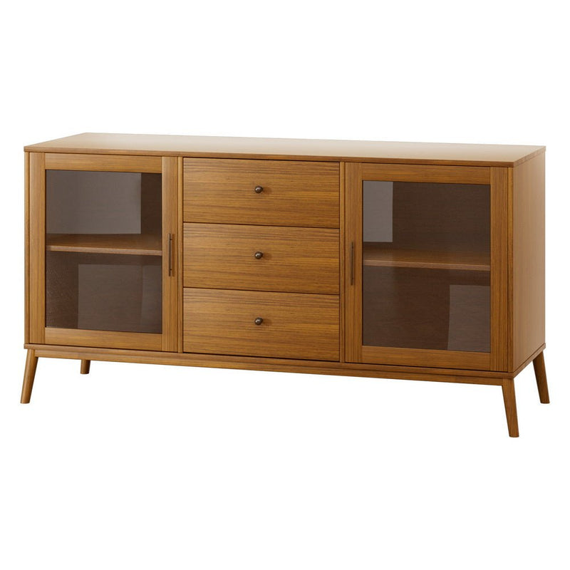 Buffet Sideboard Glass Doors - Oak - Furniture > Living Room - Rivercity House & Home Co. (ABN 18 642 972 209) - Affordable Modern Furniture Australia