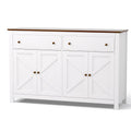 Buffet Sideboard Storage Cabinet 2 Drawers 140CM with X-Frame Doors - White